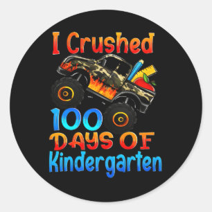 Ik verpletterde 100 dagen kleuterschool monstertru ronde sticker