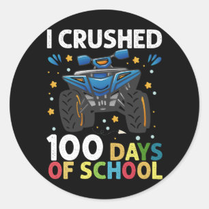 Ik verpletterde 100 dagen school monstertruck jong ronde sticker