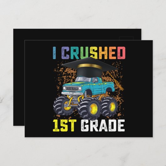 Ik verpletterde 1e klas Monster Truck Afstuderen Briefkaart (Voorkant / Achterkant)