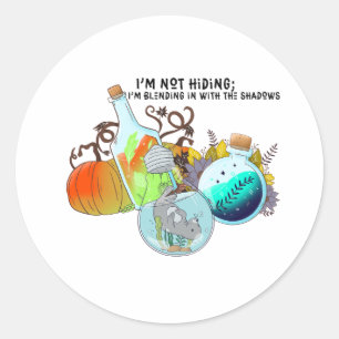 Ik verstop me niet; ik ben aan het mengen in grapp ronde sticker