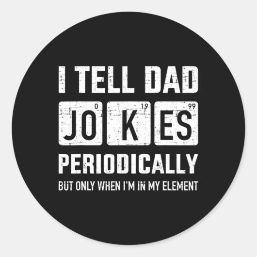 Ik vertel papa grappen regelmatig Elet Vaderdag Ronde Sticker (Voorkant)