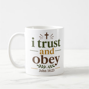 Ik Vertrouw Op En Obey Christelijke Schrift Typogr Koffiemok
