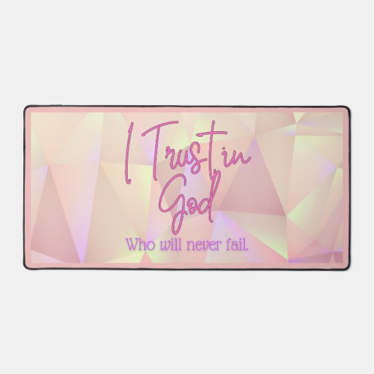 Ik vertrouw op God Roze Sparkly Achtergrond Bureaumat (Voorkant)