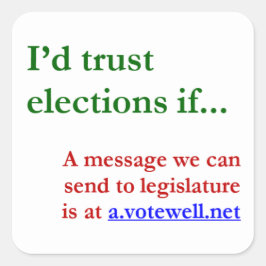 Ik vertrouw op verkiezingen als... vierkante sticker