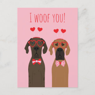 Ik verweed je Valentijnsdag Great Dane Dogs Briefkaart