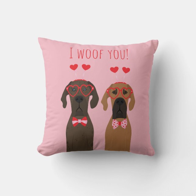 Ik verweed je Valentijnsdag Great Dane Dogs Kussen (Voorkant)