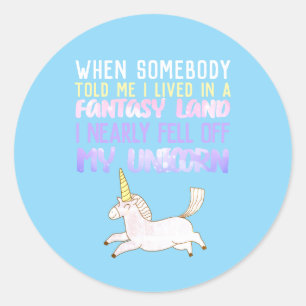 Ik viel van mijn eenhoorn, girocadeautjes, messing ronde sticker