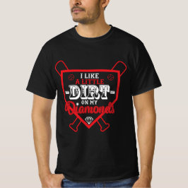 Ik vind een beetje vuil op mijn diamanten honkbal t-shirt