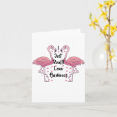 Ik vind flamingo's gewoon echt leuk, vrede liefde  kaart (Gele Bloem)