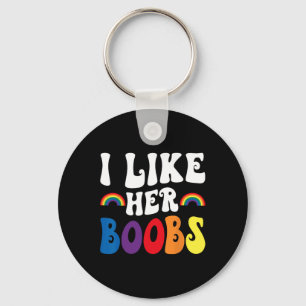 Ik vind haar borst Lesbische koppels Lgbtq grappig Sleutelhanger
