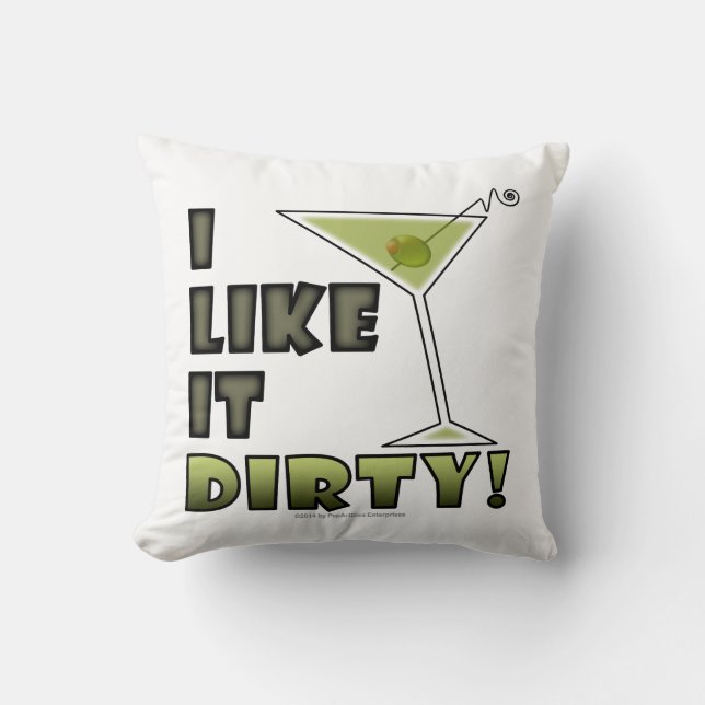 IK VIND HET DIRTY. Dirty Martini Cocktail Humor Kussen (Voorkant)