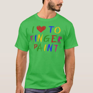 Ik vind het leuk om met vingerverven te verven, ik t-shirt