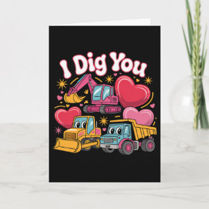 Ik vind je schattig valentijnsdag bouwtrucks ontwe kaart