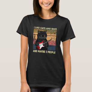 Ik vind katten en bas leuk en misschien 3 mensen t-shirt