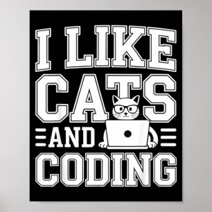 Ik vind katten en coderen programmeur leuk op Tech Poster