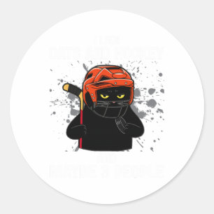 Ik vind katten en hockey leuk en misschien 3 grapp ronde sticker