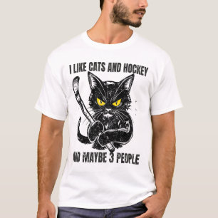 Ik vind katten en hockey leuk en misschien 3 mense t-shirt