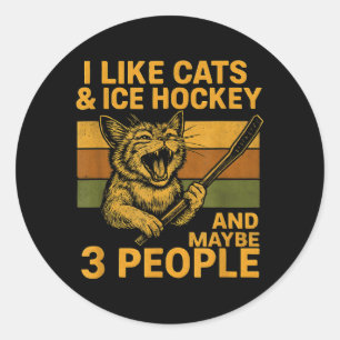 Ik vind katten ijshockey en misschien 3 mensen leu ronde sticker