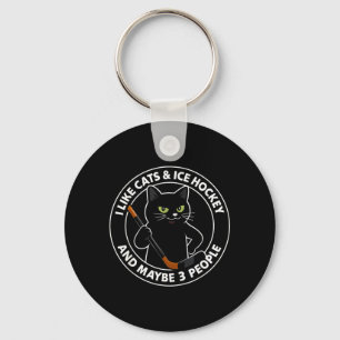 Ik vind katten ijshockey leuk en misschien 3 mense sleutelhanger