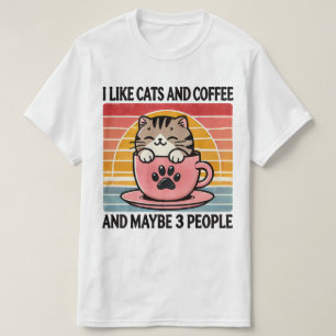 Ik vind katten leuk en misschien 3 mensen grappig t-shirt