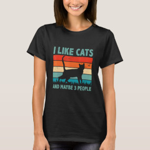 Ik vind katten leuk en misschien 3 personen kat t-shirt