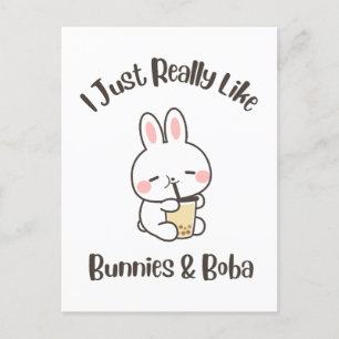 Ik vind konijnen gewoon echt leuk & Boba Bunny Rab Briefkaart