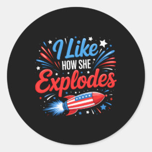 Ik vind leuk hoe ze vuurwerk laat ontploffen Grapp Ronde Sticker
