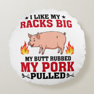 Ik vind mijn rekken grote BBQ, Butt Pork citaat Rond Kussen