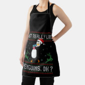 Ik vind Pinguïns echt leuk Ok Leuk Kerstfeest Schort (Insitu)