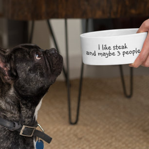 Ik vind Steak Funny Humor Huisdier leuk Voerbakje