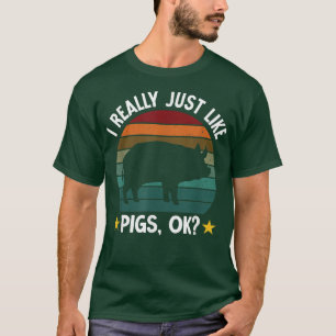 Ik vind varkens gewoon leuk Funny Farm Boer Varken T-shirt