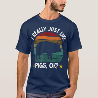 Ik vind varkens gewoon leuk Funny Farm Boer Varken T-shirt
