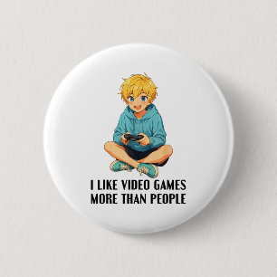 Ik vind videogames leuker dan mensen Funny Gamer A Ronde Button 5,7 Cm