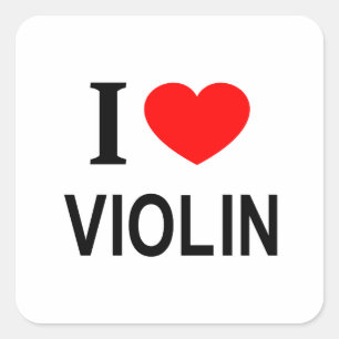 Ik ❤️ VIOLIN Ik hou van viool Ik hart viool Vierkante Sticker