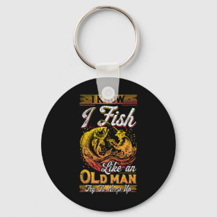 Ik vis als een oud Man Sleutelhanger
