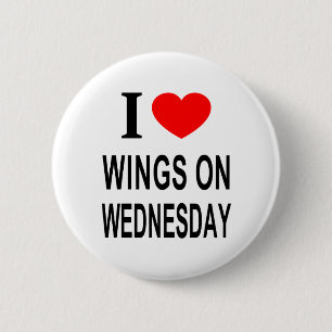 Ik ❤️ VLEUGELS OP WOENSDAG IK HOU VAN VLEUGELS OP Ronde Button 5,7 Cm