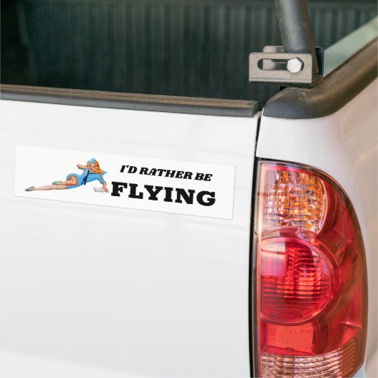Ik vlieg liever met Pin-up Flight Attendant grappi Bumpersticker (Op Truck)