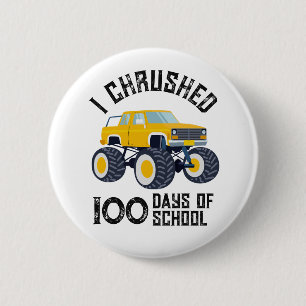 Ik vloekte 100 dagen gele monstertruck op school ronde button 5,7 cm