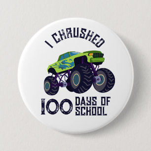 Ik vloekte 100 dagen groene monstertruck op school ronde button 7,6 cm