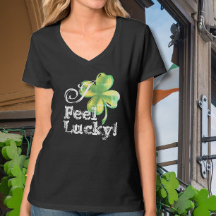 Ik voel geluk, zwarte shamrock, de T-Shirt van de
