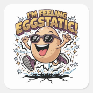 Ik voel me Eierstikke – Grappige Eierwoordspeling Vierkante Sticker
