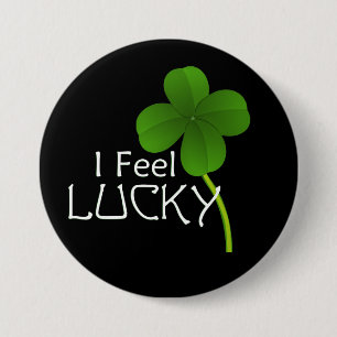 Ik voel me gelukkig met Four Leaf Clover Ronde Button 7,6 Cm