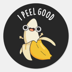 Ik voel me goed grappige fruitbanaan Pun Dark BG Ronde Sticker