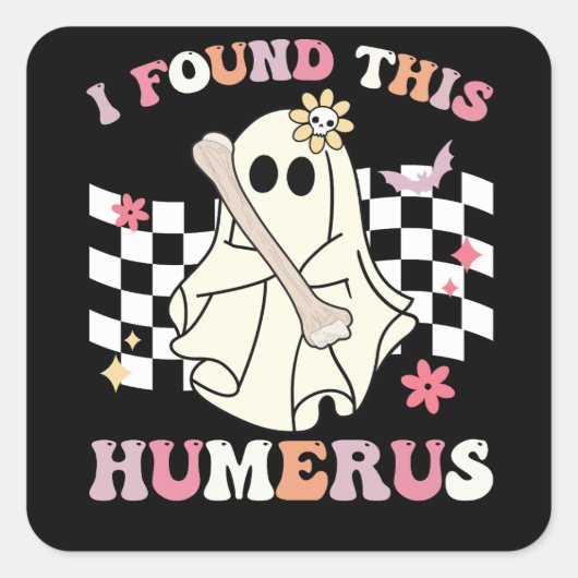 Ik vond dit humerus halloween spookskelet vierkante sticker (Voorkant)