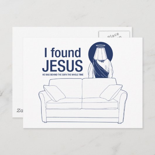 Ik vond jesus dat hij achter de bank zat. briefkaart (Voorkant / Achterkant)
