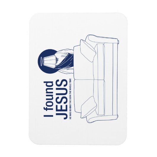 Ik vond jesus dat hij achter de bank zat. magneet (Verticaal)