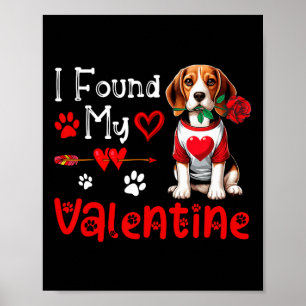Ik vond mijn Valentijn Beagle met bloem Schattige Poster