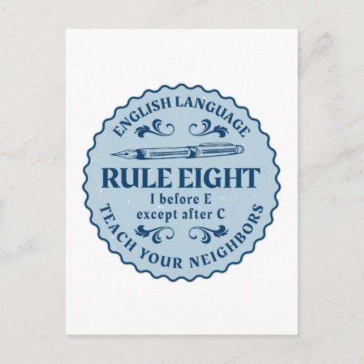 Ik voor E behalve na C Rule Funny Briefkaart (Voorkant)