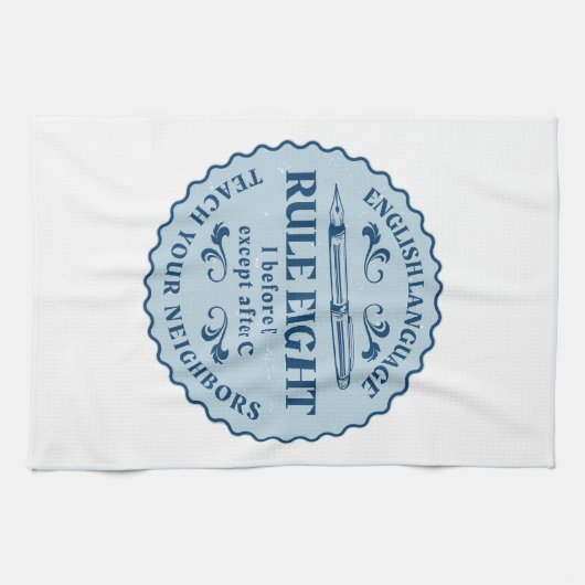 Ik voor E behalve na C Rule Funny Theedoek (Horizontaal)