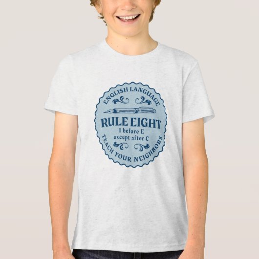 Ik voor E behalve na C Rule Funny Tri-Blend Shirt (Voorkant)